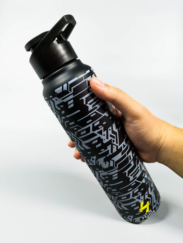 Grey Grid | Stainless Steel | Water Bottle | 1000ml